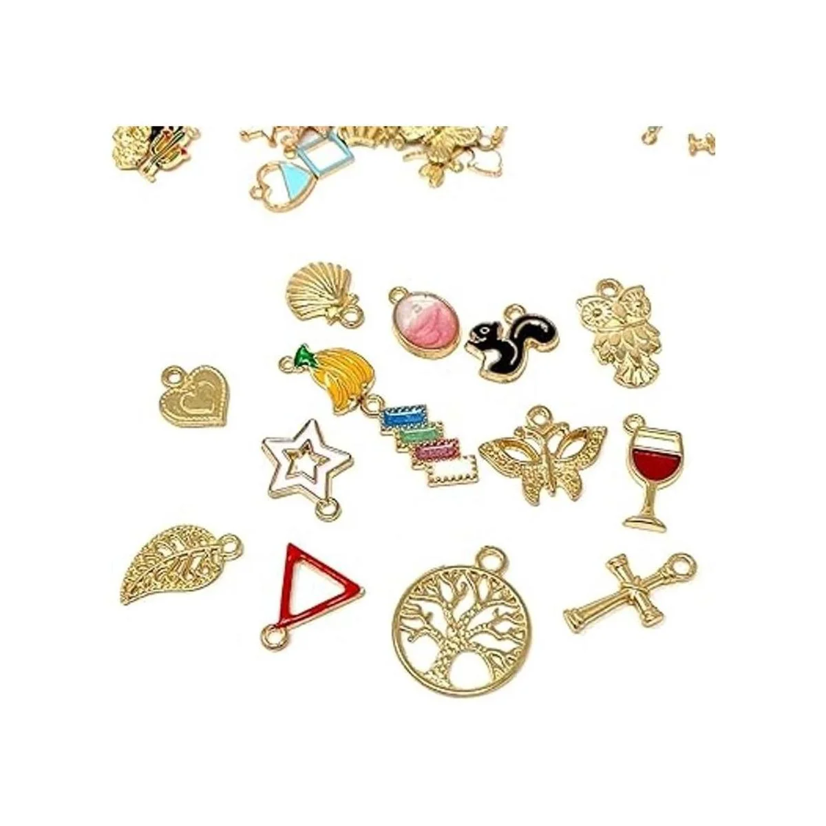 JIALEEY 110 colgantes de esmalte chapado en oro surtidos_6