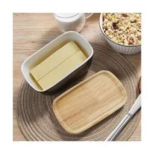 ALELION Mantequilla con tapa recipiente de cerámica para_4