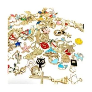 JIALEEY 110 colgantes de esmalte chapado en oro surtidos_2