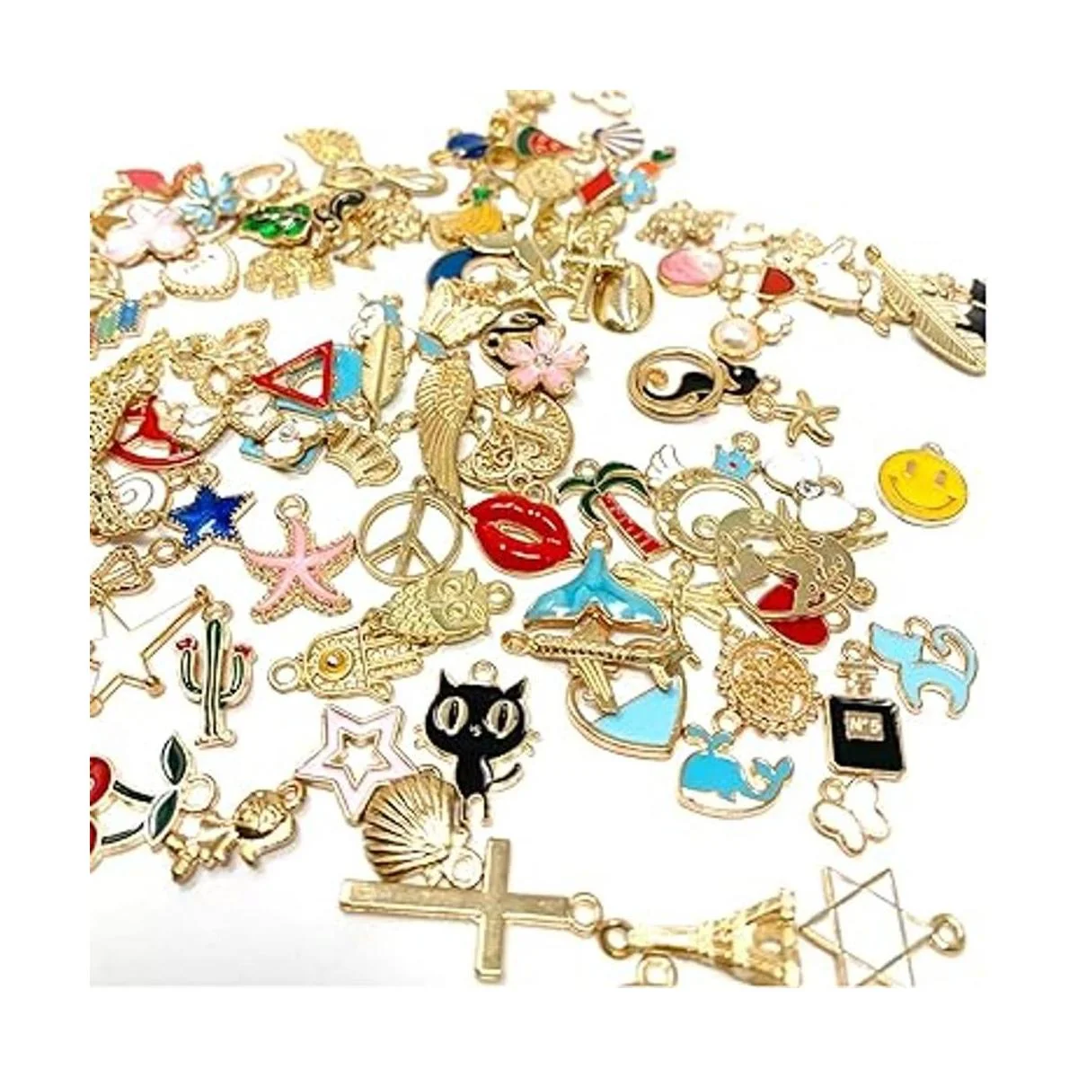 JIALEEY 110 colgantes de esmalte chapado en oro surtidos_2