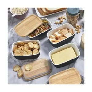 ALELION Mantequilla con tapa recipiente de cerámica para_5