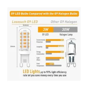 Lososuch Bombillas LED G9 regulables de 3 W T4 de 30 W_3