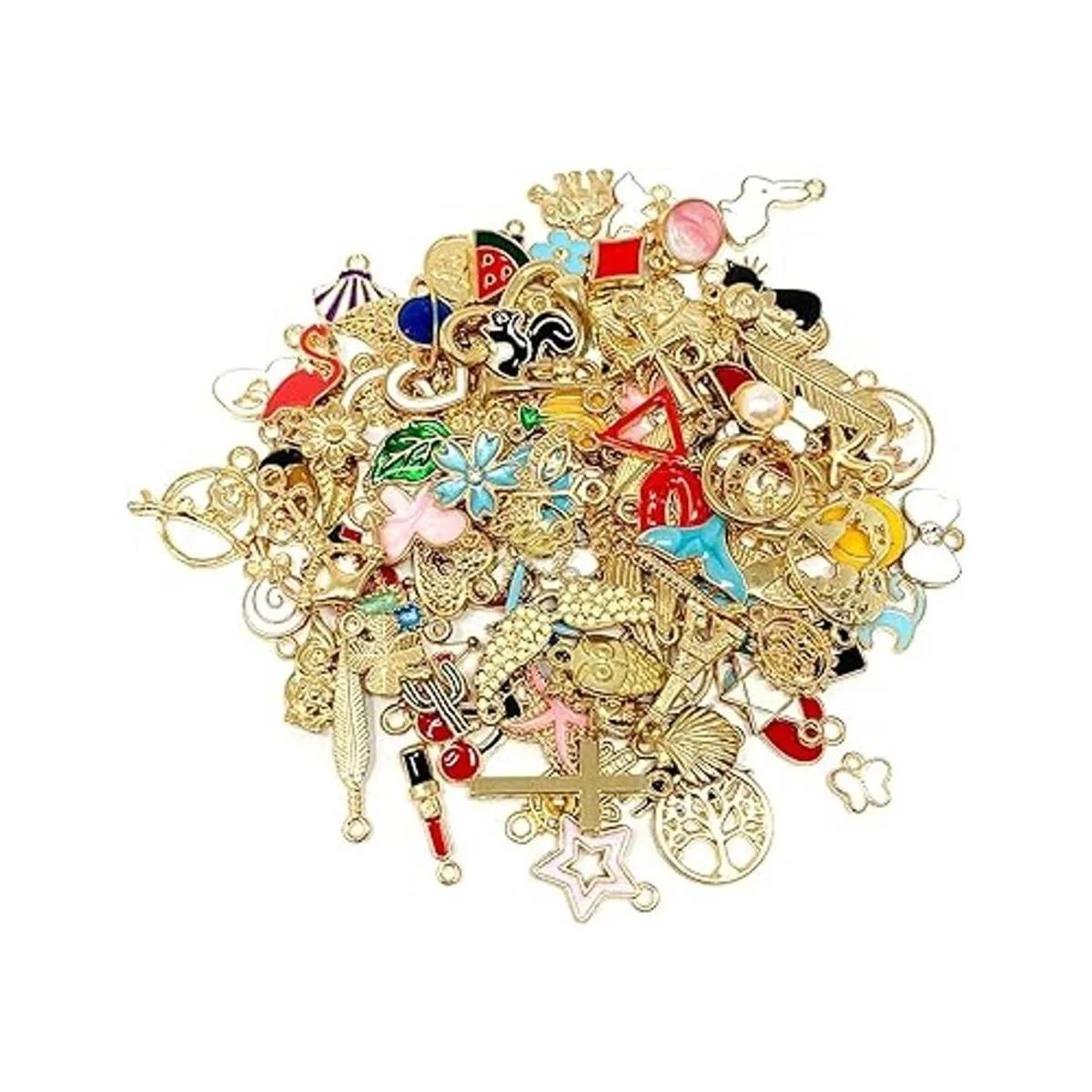 JIALEEY 110 colgantes de esmalte chapado en oro surtidos_3