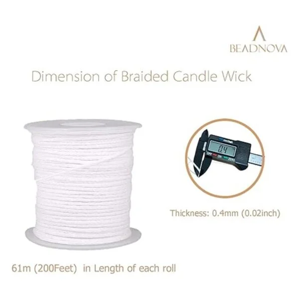 Beadnova Mecha de vela 400.3 ft de algodón trenzado_2