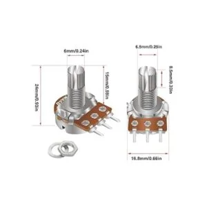 Taiss Kit de potenciómetro de 60 piezas B5K 10K 20K 50K_2