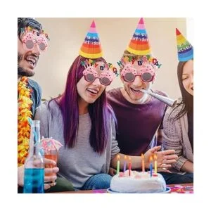 6 sombreros de feliz cumpleaños y 6 lentes de sol de feliz_4