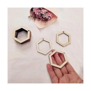 30 pendientes de madera hexagonal sin terminar para_3