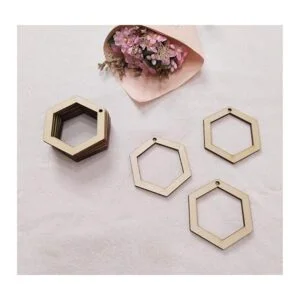 30 pendientes de madera hexagonal sin terminar para_2