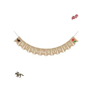 SWYOUN Burlap Run for The Roses Banner Kentucky Derby_5