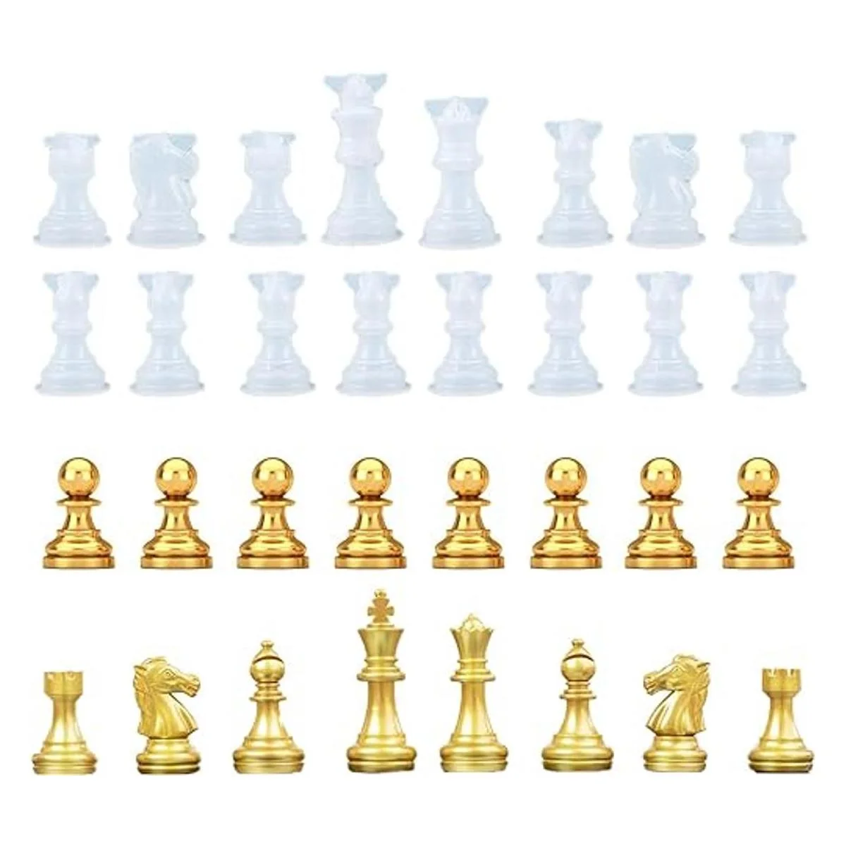 Juego de moldes de ajedrez de resina Endoto de 16 piezas_1