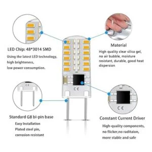 Bombilla LED G8 regulable base tipo JCD bipin T4 blanco_3