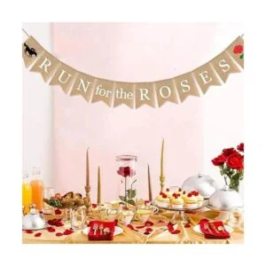 SWYOUN Burlap Run for The Roses Banner Kentucky Derby_2