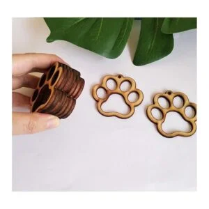 30 pendientes de madera sin terminar con estampado de pata_4