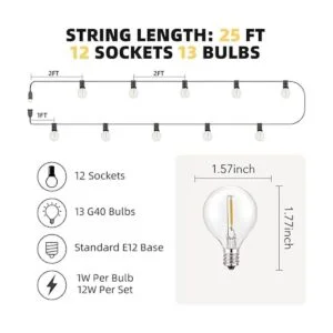 RTTY Cadena de luces para exteriores de 25 pies G40 luces_3