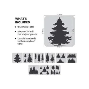 Stencil Stop Pine and Abeto Stencil Set Plantillas_2