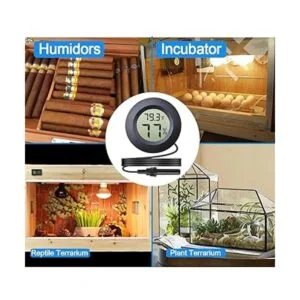 Veanic Paquete de 2 mini higrómetro digital redondo_5