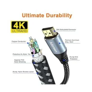 Adoreen Cable HDMI 4K de 25 pies Cable HDMI 2.0 de alta_3