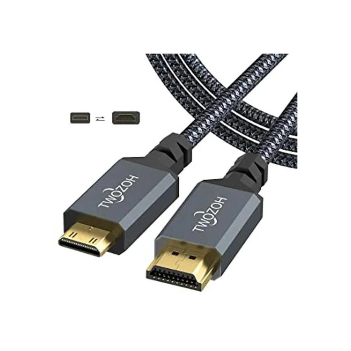 Twozoh Cable mini HDMI a HDMI de 10 pies cable trenzado_1