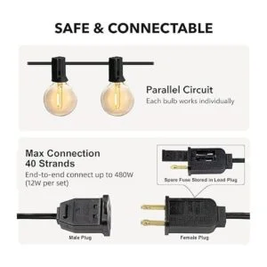 RTTY Cadena de luces para exteriores de 25 pies G40 luces_4