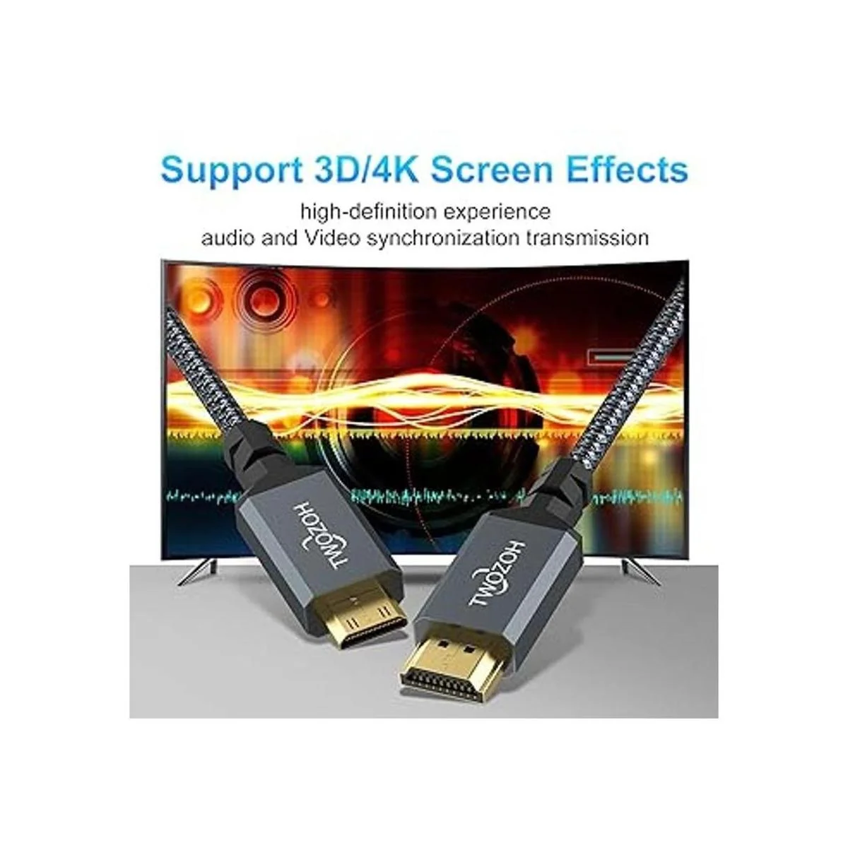 Twozoh Cable mini HDMI a HDMI de 10 pies cable trenzado_6