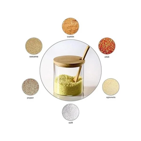 Tarro de vidrio transparente de 10.1 fl oz con tapa de_4