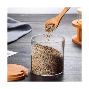 Tarro de vidrio transparente de 10.1 fl oz con tapa de_5