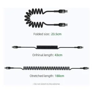 Cable USB tipo C en espiral cable USB C a USB C 6 pies_2