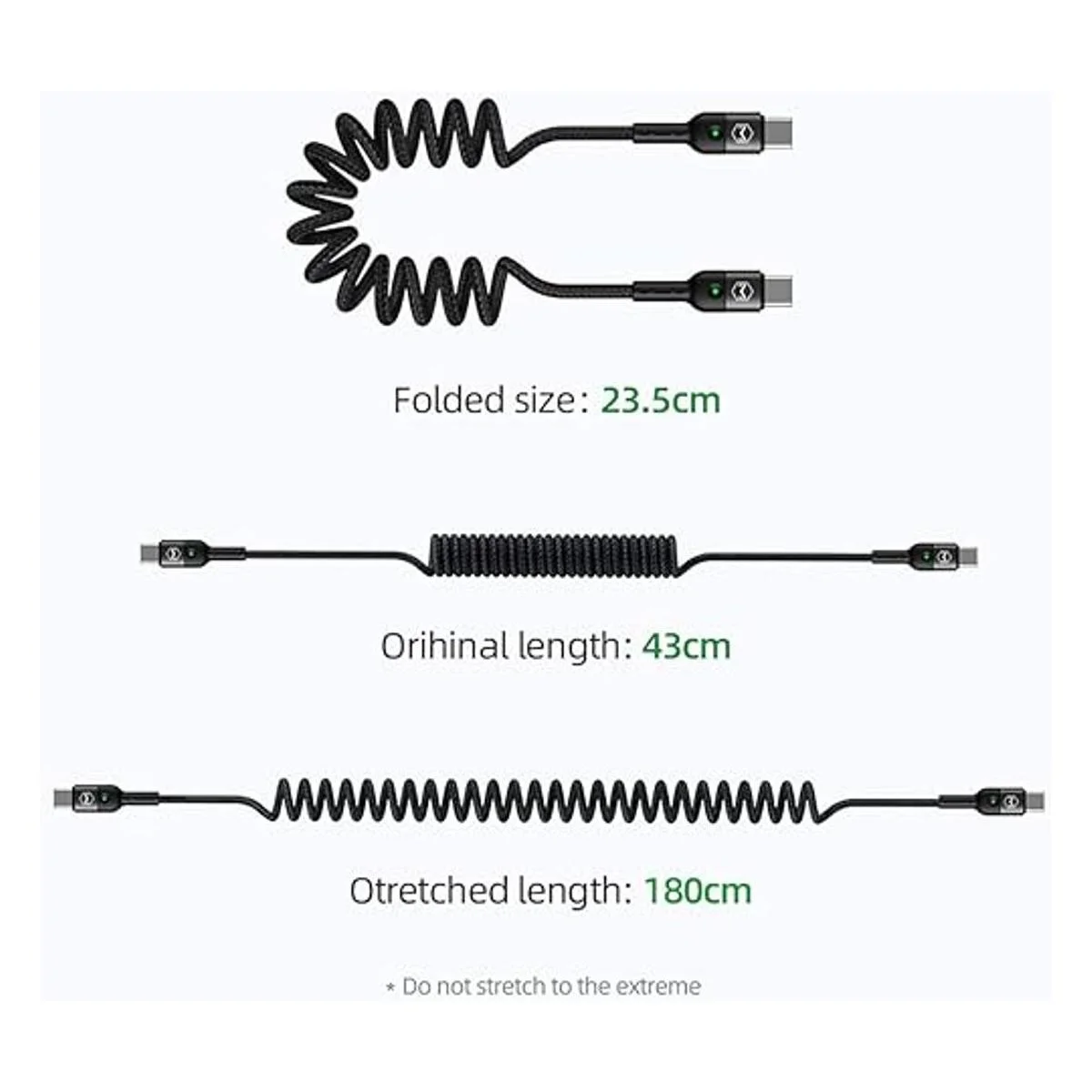 Cable USB tipo C en espiral cable USB C a USB C 6 pies_2