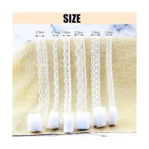 BILLIOTEAM Cinta de encaje blanco de 60 yardas 12 rollos_2