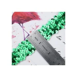 Ribete de cinta elástica de lentejuelas verde cinta de_2