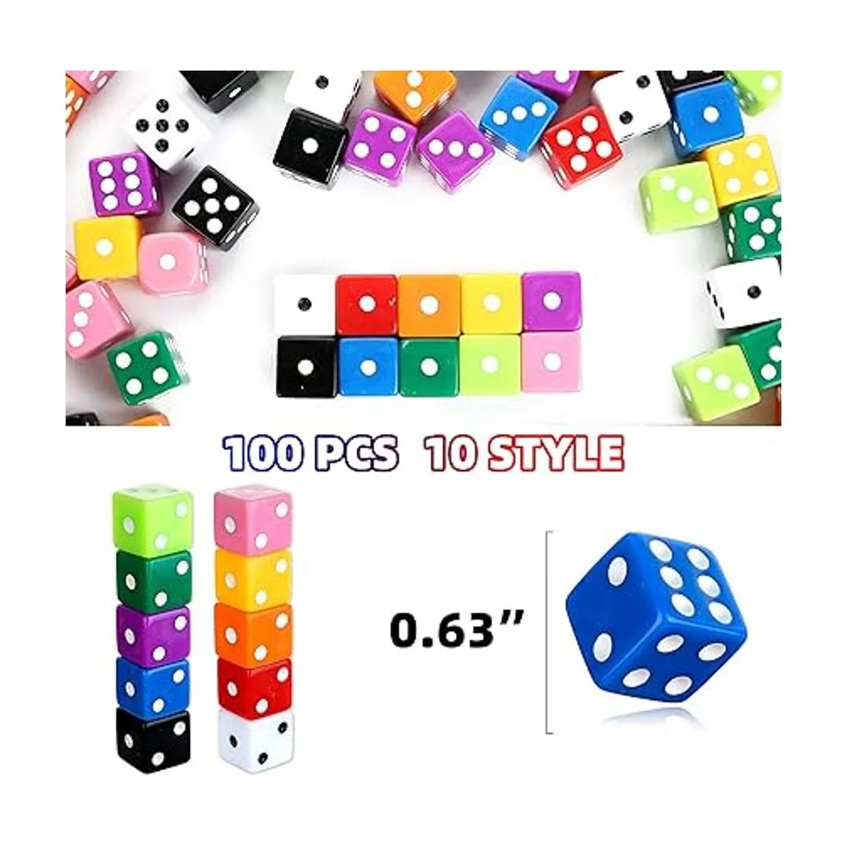 PROLOSO Juego de dados de juego D6 de 6 caras de 0.630 in_2