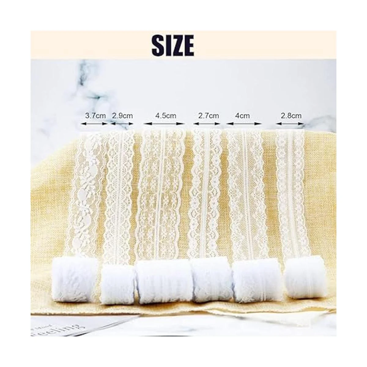 BILLIOTEAM Cinta de encaje blanco de 60 yardas 12 rollos_3