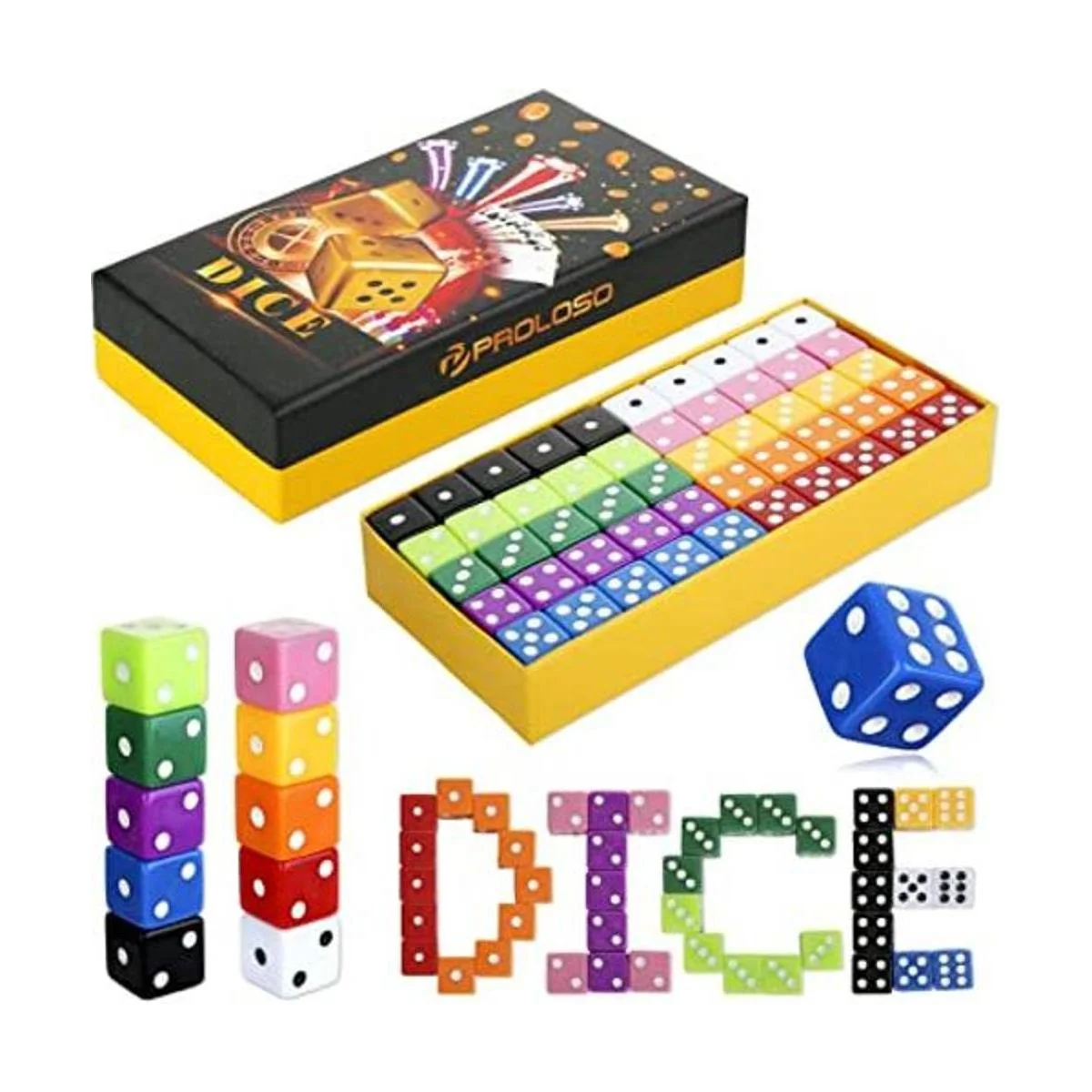 PROLOSO Juego de dados de juego D6 de 6 caras de 0.630 in_1
