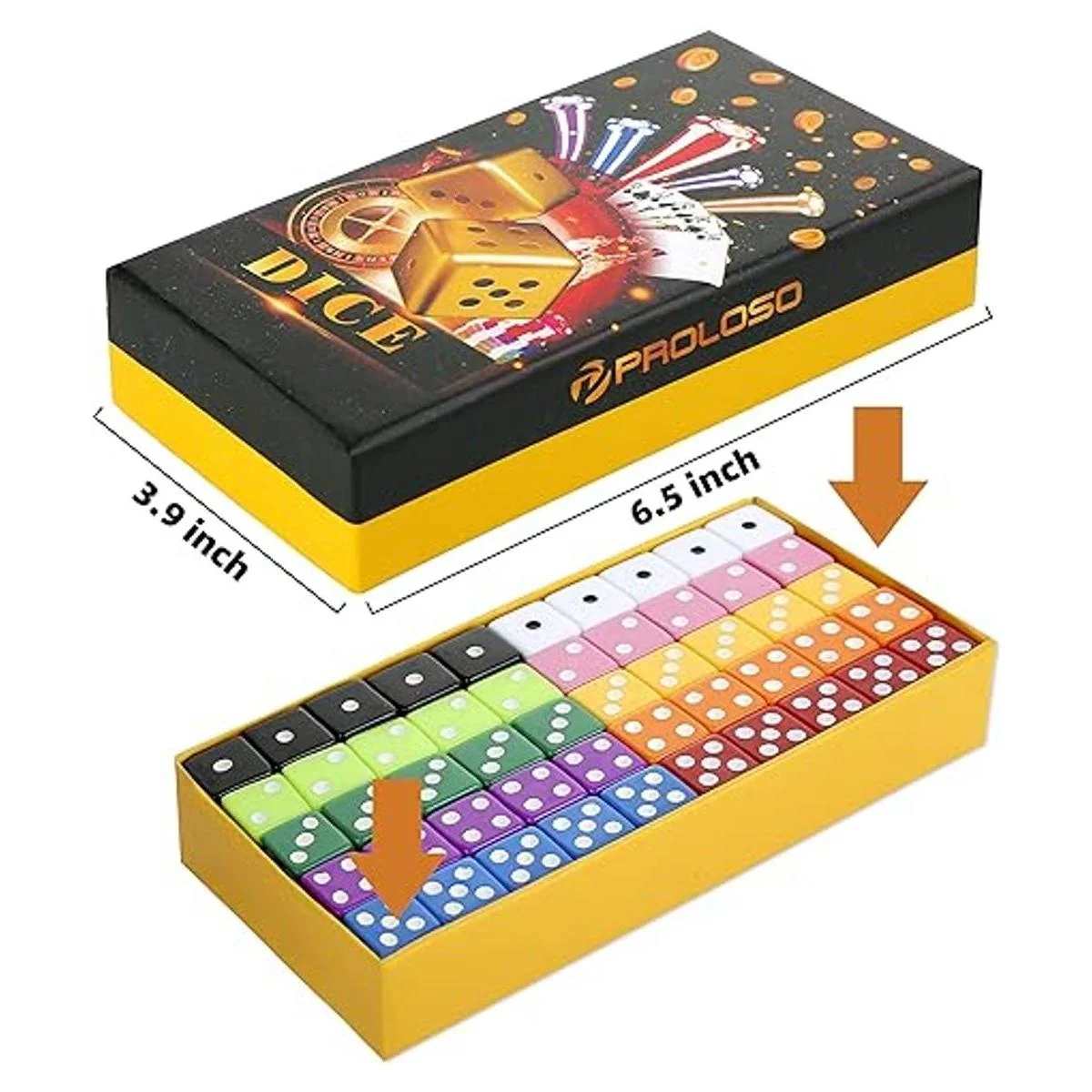 PROLOSO Juego de dados de juego D6 de 6 caras de 0.630 in_3