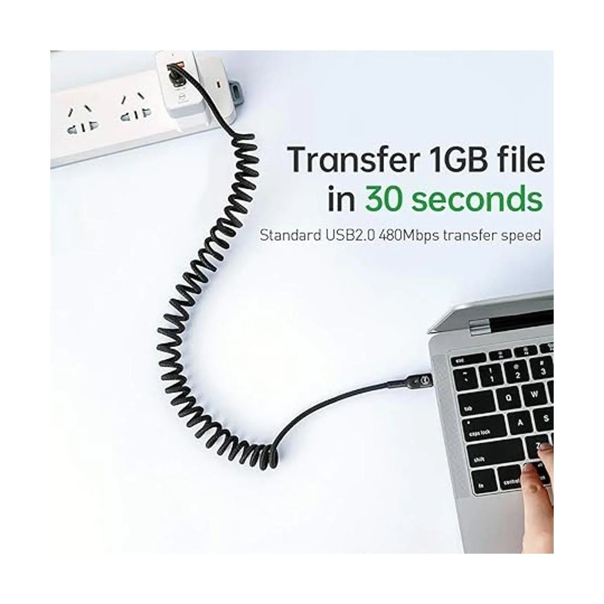 Cable USB tipo C en espiral cable USB C a USB C 6 pies_6