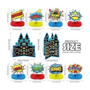 Juego de 10 centros de mesa con temática de héroe centro_2