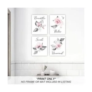 heilkee Arte de pared de flores rosadas decoración de_4