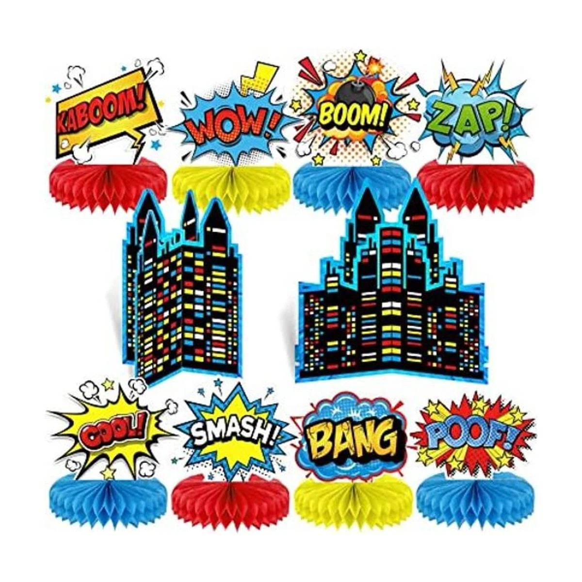 Juego de 10 centros de mesa con temática de héroe centro_1