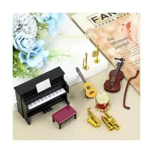 Dollhouse Juego de instrumentos musicales en miniatura en_5