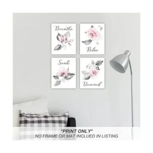 heilkee Arte de pared de flores rosadas decoración de_3