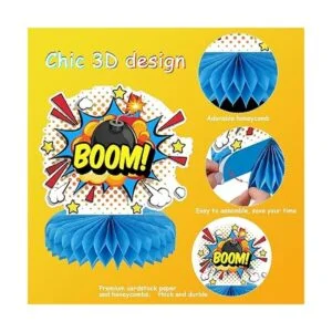 Juego de 10 centros de mesa con temática de héroe centro_3