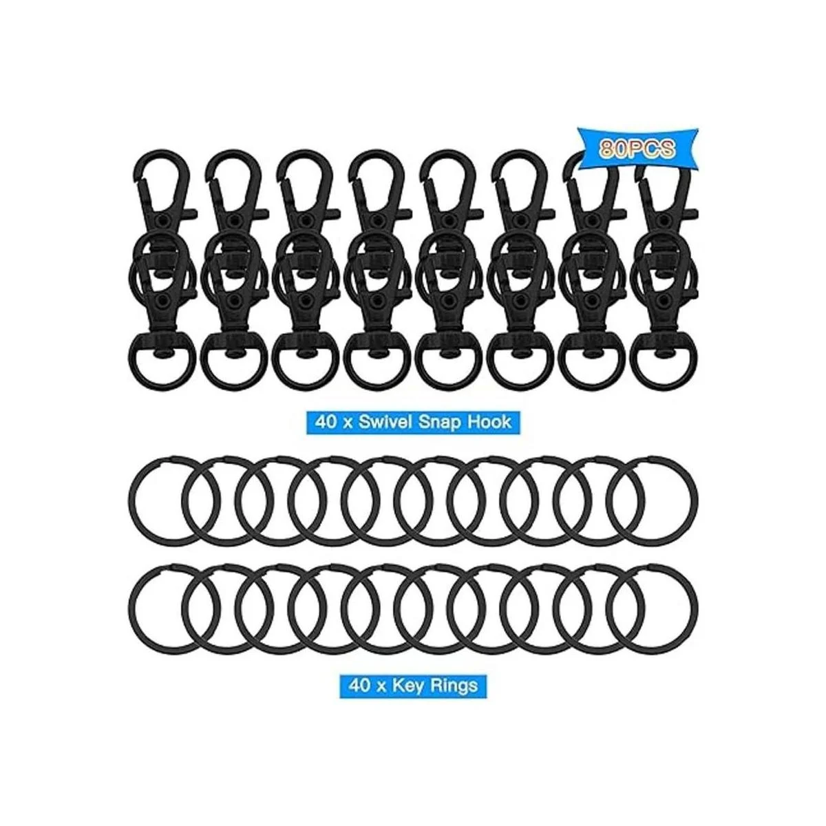 Juego de 80 ganchos giratorios y llaveros cierres_2