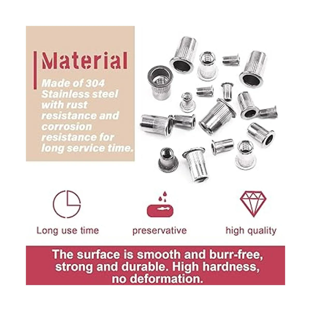 Hilitchi Tuercas de remache roscadas de acero inoxidable_3