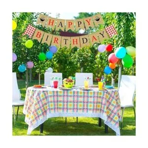 Pudodo Cartel de yute con diseño de arpillera de feliz_5