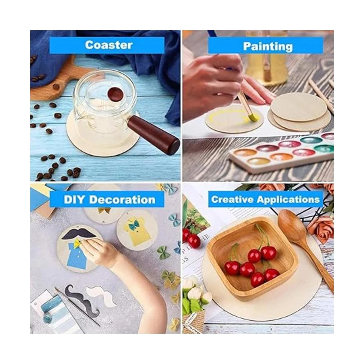 WLIANG 50 círculos de madera de 4 pulgadas para_4