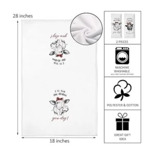 Seliem Divertida toalla de cocina de vaca de granja_3