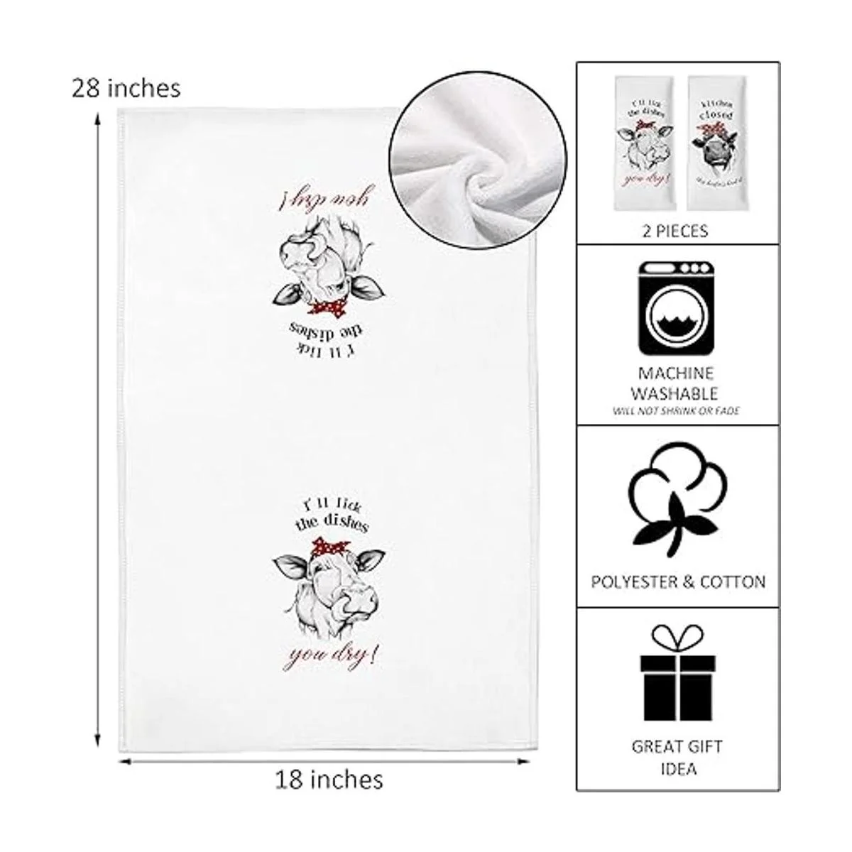 Seliem Divertida toalla de cocina de vaca de granja_3