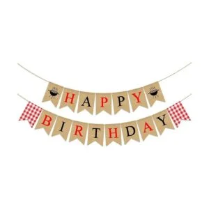 Pudodo Cartel de yute con diseño de arpillera de feliz_1