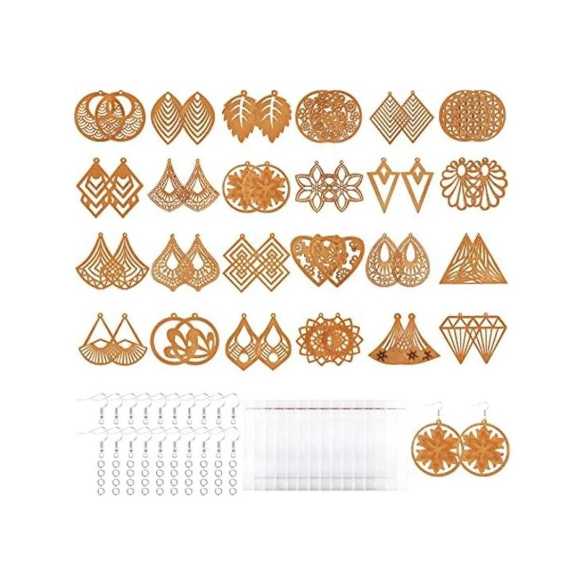 Kit de fabricación de aretes colgantes de madera africana_1