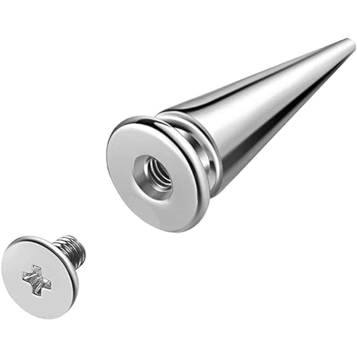 Juego de 200 puntas de cono de plata de varios tamaños con_5